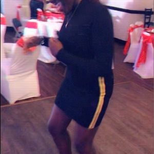 Black turtle neck mini stretchable wool dress